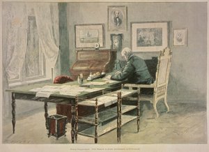 Prinz Bismarck in seinem Arbeitszimmer in Friedrichsruh, ca. 1890 von Henriette Deppermann