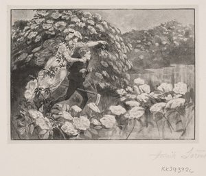 Illustration zu H. C. Andersen: "Die Holunderfrau" von Henrik Arnold Hamilkar Sørensen