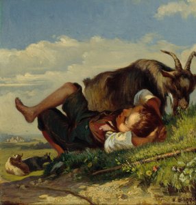 Hirtenjunge mit Ziegen