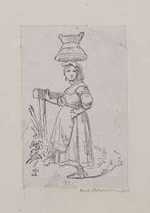 Italienerin mit Wasserkrug auf dem Kopf