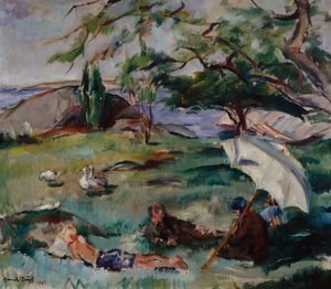 Sommerlandschaft mit Menschen von Henrik Lund