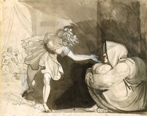 Galinthias überlistet Eileithyia durch die Ankündigung der Geburt des Herakles (Verso: Porträt von Mrs. Fuseli) von Henry (1741 1825) Fuseli