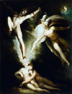 Satan berührt von Ithuriels Schwert von Johann Heinrich Füssli (1741-1825) von Johann Heinrich Füssli