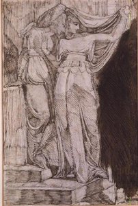 Zwei weibliche Figuren, die auf Stufen stehen, Rom, Mai 1787 von Johann Heinrich Füssli