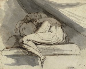 Sitzende Frau, zusammengerollt von Henry  Fuseli