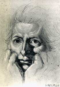 Studie für Selbstporträt, von Henry Fuseli, Zeichnung. Schweiz