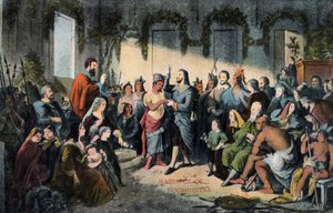 Die Hochzeit von Pocahontas und John Rolfe in Jamestown im Jahr 1614