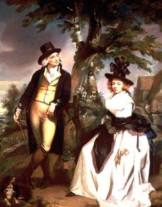 Porträt einer sitzenden Dame und ihres stehenden Ehemanns von Henry (attr. to) Singleton