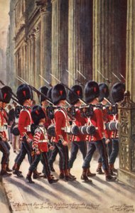 Coldstream Guards betreten die Bank of England für den Wachdienst von Henry A. Payne