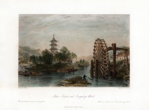 Meloneninseln und Bewässerungsrad, China, um 1840 von Henry Adlard