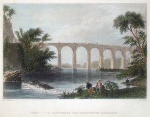 Viadukt der Baltimore & Washington Railroad, um 1838 von Henry Adlard