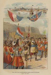 Die niederländische Kapitulation von Neu-Amsterdam, 8. September 1664 (Chromolithografie) von Henry Alexander (after) Ogden
