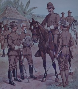 Spanisch-Amerikanischer Krieg 1898, US-Truppen, berittener General Lawton, Kommandeur der 2. Division, 5. Armeekorps, in Kuba von Henry Alexander Ogden