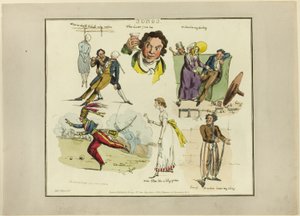 Platte aus Illustrationen zu beliebten Liedern von Henry Alken