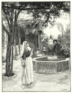 Hof eines Hauses in Damaskus (Lithografie) von Henry Andrew Harper