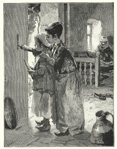 Gesetze und Vorschriften an der Türpfosten eines jüdischen Hauses (Lithografie) von Henry Andrew Harper