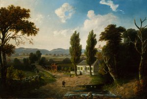Landschaft mit Postkutsche, 1856 von Henry Boese