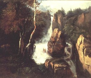 Ein alpiner Wasserfall von Henry Bright