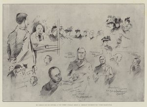 Dr. Jameson und seine Offiziere in der Bow Street, Dienstag, 10. März, Sergeant Drummond Hay unter Verhör von Henry Charles Seppings Wright