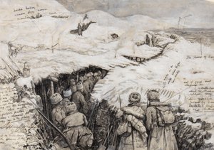 Galizien, russische Truppen in schneebedeckten Hügeln, 13. März 1916 von Henry Charles Seppings Wright