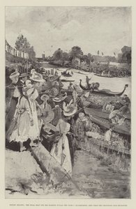 Henley Regatta, das Finale für die Diamond Sculls (Ten Eyck gegen Blackstaffe), gesehen vom Grosvenor Club Enclosure