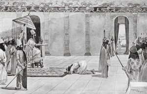 Nabonidus sendet Anweisungen an Belshazzar von Henry Charles Seppings Wright