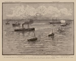 Portugiesische Korvette Tamega feuert auf die SS Agnes, Pungwe-Fluss, Ostafrika von Henry Charles Seppings Wright