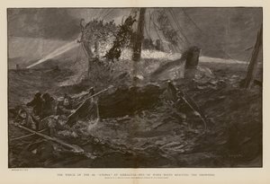 Rettung der Ertrinkenden während des Wracks der SS Utopia, Gibraltar (Gravur) von Henry Charles Seppings Wright