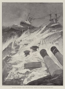 Die Marine-Manöver, Ansicht des Bugs der HMS Repulse in schwerer See vor der irischen Küste von Henry Charles Seppings Wright