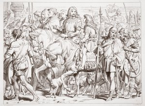 Wie Hereward die geweihte Festung von St. Bertin betritt, Illustration aus Hereward the Great von Charles Kingsley, veröffentlicht 1870, graviert von C.G. Lewis
