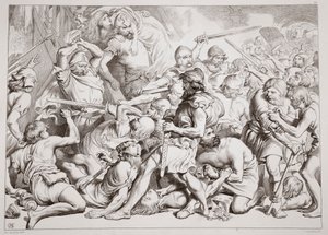 Wie Hereward Alftruda rettet, Illustration aus Hereward the Great von Charles Kingsley, veröffentlicht 1870, graviert von C.G. Lewis