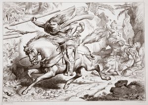 Wie Hereward in eine Falle geriet, Illustration aus Hereward the Great von Charles Kingsley, veröffentlicht 1870, graviert von C.G. Lewis