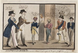 Enttäuschte Dandies: Oder ein vergeblicher Versuch, einen Blick auf die schöne Zirkassierin zu werfen, 1819 von Henry E. O. OConnor