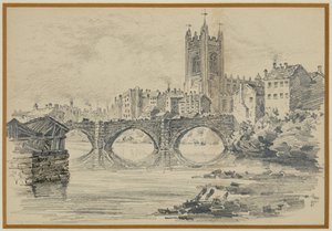 Die Alte Kirche und Salford-Brücke (nach einem alten Druck) von Henry Edward Tidmarsh