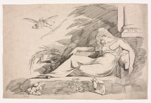 Schlafende Frau mit einem Amor von Johann Heinrich Füssli