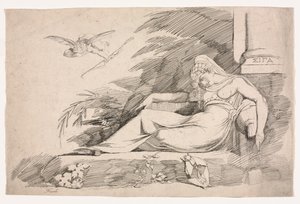 Schlafende Frau mit einem Amor, 1780-1790 von Johann Heinrich Füssli