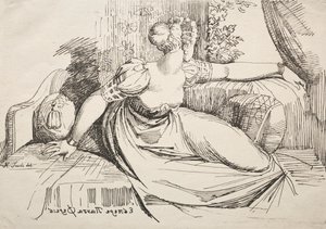 Beispiele der Polyautographie: Frau auf einem Sofa von Johann Heinrich Füssli