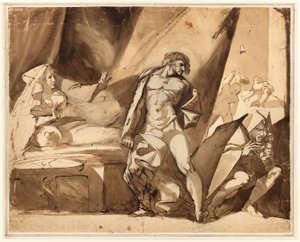 Die Entdeckung (recto), Zwei Skizzen stehender männlicher Figuren (verso) von Henry Fuseli