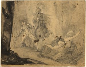 Theodore trifft im Wald auf das Gespenst seines Vorfahren Guido Cavalcanti, der mit Doggen seine ehemalige verächtliche Geliebte jagt von Johann Heinrich Füssli