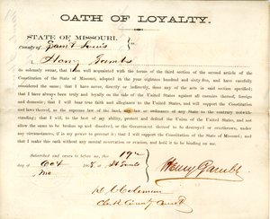 Loyalitätseid von Henry Gambs aus Missouri, County of St. Louis
