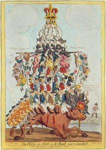 Die Säule des Staates oder John Bull überlastet, nach Cruikshank, 1819, 1827 von Henry Heath