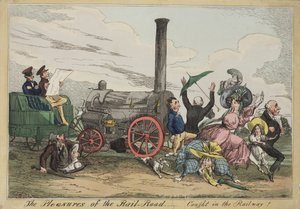 Die Freuden der Eisenbahn - Gefangen in der Eisenbahn!, ca. 1840 von Henry Heath