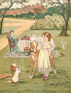 Die Prinzessin und ihre Haustiere (Farblithographie) von Henry Hetherington Emmerson