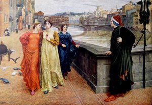 Dante Alighieri trifft seine Muse Beatrice Portinari in Florenz von Henry Holiday