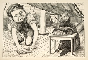 Der Biber schaute immer in die entgegengesetzte Richtung, aus Die Jagd auf den Snark, eine Agonie in acht Anfällen, von Lewis Carroll, veröffentlicht 1876 von Henry Holiday