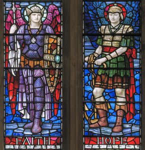 Yeovil, St. Johannes der Täufer, Glaube & Hoffnung, 1917-18 von Henry Holiday