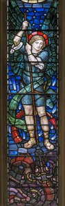 Yeovil, St. Johannes der Täufer, Der Erzengel St. Michael & Drachen, 1917-18 von Henry Holiday