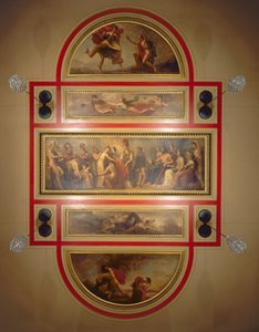 Decke in der Bibliothek und im Speisesaal, Darstellung der Legende von Pandora, um 1834