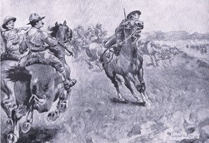 Das Rennen um das Kommando der Philips Town Road, aus After Pretoria: Der Guerillakrieg veröffentlicht von Harmsworth Bros Limited, 1901 von Henry Inglis Jodrel Sheldon Williams
