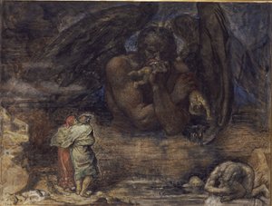 Dante und Virgil begegnen Luzifer in der Hölle